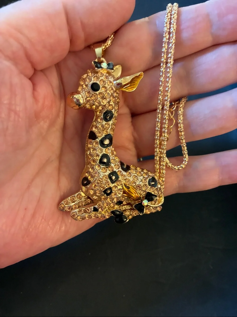 Gold-Tone Crystal Giraffe Pendant Necklace - Women's Jewelry